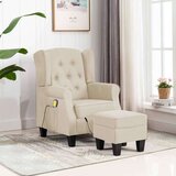  Masažna fotelja od tkanine s tabureom krem | shoptok.hr