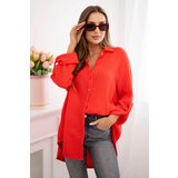 Kesi Włoski Cotton muslin shirt Plus Size red | Shoptok.si