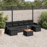 Maison Chic Seti vrtnega pohištva - Vrtna garnitura - Vrtni pohištvo set 8-delna z blazinami črn poli ratan, (21800420) | Shoptok.si