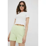 Noisy May Kratke hlače za žene, boja: zelena, glatki materijal, visoki struk