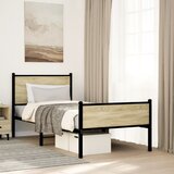 Maison Chic Kovinski Posteljni okvir - Enojna postelja - Postelja za odrasle brez vzmetnice sonoma hrast 90x200 cm, (21696439) | Shoptok.si