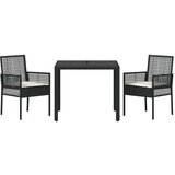  3-dijelni set vrtne blagovaonice s jastučićima crni poli ratan | shoptok.hr