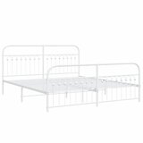 Metalni okvir kreveta uzglavlje i podnožje bijeli 183x203 cm | shoptok.hr