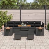 vidaXL Vrtna sedežna garnitura z blazino 10 pcs Črna, (5000133494) | Shoptok.si