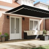 vidaXL Ručna uvlačiva tenda Crna 500x350 cm, Tenda zamjenski materijal za okvir 5x3.5 m Crna | shoptok.hr