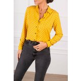 armonika Women's Mustard Pattern Long Sleeve Shirt Cene