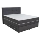 Hom`in POSTELJA BOXSPRING 160 cm x 200 cm , les, tekstil, leseni material temno siva | Shoptok.si