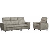  Set sofe 2 pcs Svjetlosiva Umetnička suknja koža - Svjetlosiva 1 sjedalo + trosjed | shoptok.hr