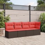  Vrtna sofa s jastucima za 4 osobe, smeđa, poliratan | shoptok.hr