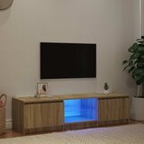 TV ormarić s LED svjetlima boja dimljenog hrasta 140x40x36 cm | Eponuda.com