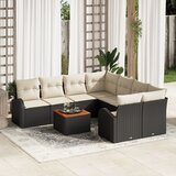 vidaXL 9-delni vrtni sofa set z blazinami črna poli ratan akacija Cene