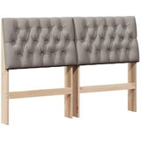 vidaXL Tapecirano vzglavje Taupe 140 cm Masivno borovo les, (5000109234) | Shoptok.si