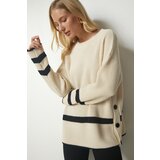 Happiness İstanbul Women's Cream Button Detailed Knitwear Sweater Cene