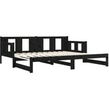  Dnevni ležaj na izvlačenje crni 2x (80x200) cm masivna borovina | shoptok.hr