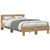 vidaXL Hrastov posteljni okvir Artisan hrast Inženirski les 120 x 190 cm | Shoptok.si
