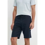 BOSS Orange Lanene kratke hlače mornarsko modra barva, 50513027