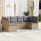  The Living Store Vrtna sedežna garnitura 6-delna z blazinami bež poli ratan - Vrtna Sedežna Garniture, (21459789) | Shoptok.si