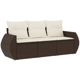  3-dijelni set vrtnih sofa s jastucima smeđi od poliratana | shoptok.hr