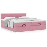 vidaXL Otomanski posteljni okvir z vzmetnicami roza 160x200cm žamet, (21611257) | Shoptok.si
