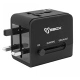 S Box Napajalni adapter potovalni + 2x USB EU, USA, UK, AU, CN, TH, JP TA-23 | Shoptok.si