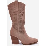 S. BARSKI Perforated Cowboy Boots On Heel Beige S.Barski | shoptok.hr
