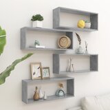 Maison Chic Stenske Police - Viseča polica kockaste 4 kosi betonsko sive 60x15x23 cm, (21793507) | Shoptok.si