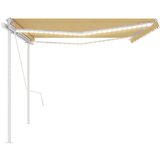 vidaXL Avtomatska tenda LED + senzor 5x3 m rumena in bela | Shoptok.si