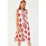 Olalook Women's Ecru Red Skirt Piece Knitted Dress | Eponuda.ba