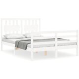 The Living Store Posteljni okvir z vzglavjem bel 140x200 cm trden les - Posteljni Okvir, (21529156) | Shoptok.si