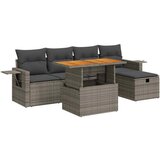 Maison Chic Seti vrtnega pohištva - Vrtna garnitura - Vrtni pohištvo set z blazinami 6-delna siv ratan/akacija, (21796692) | Shoptok.si