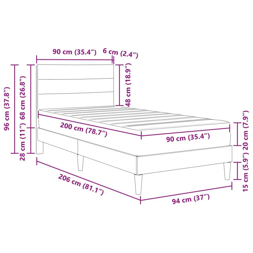  Okvir za krevet Tamno siva 90 x 200 cm Poliester - Tamno siva 90 x 200 cm | shoptok.hr