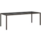 vidaXL Vrtna jedilna miza Rjava 250x100x75 cm Poli ratan | Shoptok.si