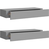  Zidne police s ladicom 2 kom sive 60 x 23,5 x 10 cm MDF | Eponuda.ba