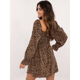 Fashion Hunters Beige and black mini dress with animal print | shoptok.hr