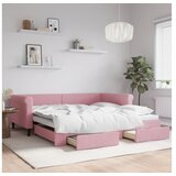 vidaXL Dnevni krevet na razvlačenje ružičasti 100 x 200 cm baršunasti | shoptok.hr