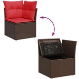  Vrtna garnitura - 8-dijelni set vrtnih sofa s jastucima smeđi od poliratana - Smeđa sa spremištem 8 | shoptok.hr