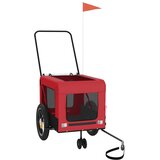 Prikolica za bicikl za ljubimce crveno-crna tkanina i željezo | shoptok.hr