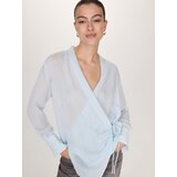 Reserved - Bluza na vezanje i preklop sprijeda - bljedoplavo | shoptok.hr