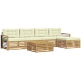 vidaXL Zunanja garnitura za sedenje 7 pcs Bela in krem Poliester, (5000271214) | Shoptok.si