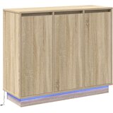vidaXL Stranska omarica z LED lučko Sonoma hrast 90x32x75 cm Inženirski les | Shoptok.si
