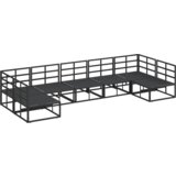 vidaXL Vrtna sedežna garnitura 7 pcs Črna 353 x 141.5 x 71 cm Aluminij | Shoptok.si