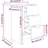  Komoda boja hrasta smeđi 60 x 30 x 70 cm od konstruiranog drva | shoptok.hr