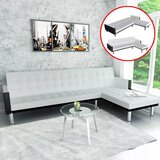 vidaXL L-oblikovana sedežna garnitura iz umetnega usnja bele in črne barve | Shoptok.si