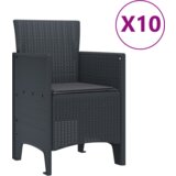  Set za obrok u vrtu s 11 komada antracit plastični ratan | shoptok.hr