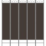 Sobna pregrada s 5 panela smeđa 200x220 cm od tkanine | shoptok.hr
