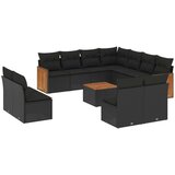  12-dijelni set vrtnih sofa od poliratana s jastucima crni | shoptok.hr
