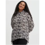 Fransa Beige-Black Floral Blouse with Extended Back - Women