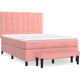  Krevet s oprugama i madracem ružičasti 140x200 cm baršunasti | shoptok.hr