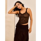 Sinsay Čipkasta bluza na naramenicama s volanastim završetkom | shoptok.hr