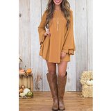 Fenzy Opuštena Haljina S Rukavima Na Zvono Rania, Senf | shoptok.hr